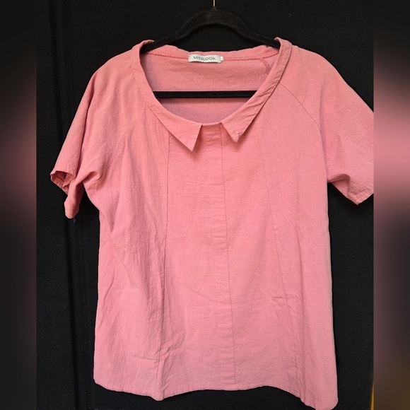 MISSLOOK Tops - Misslook Pink Women's Top Large Peter Pan Collar